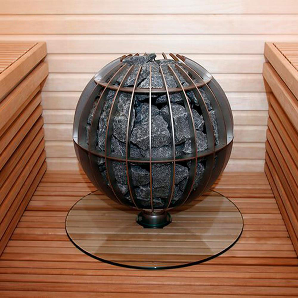 Globe fritstående saunaovn på glasfod solbadet